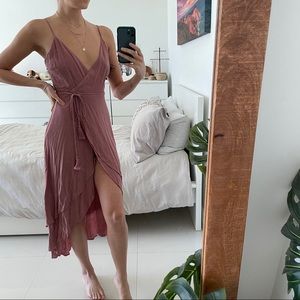 High-low Strapless Slit Dress